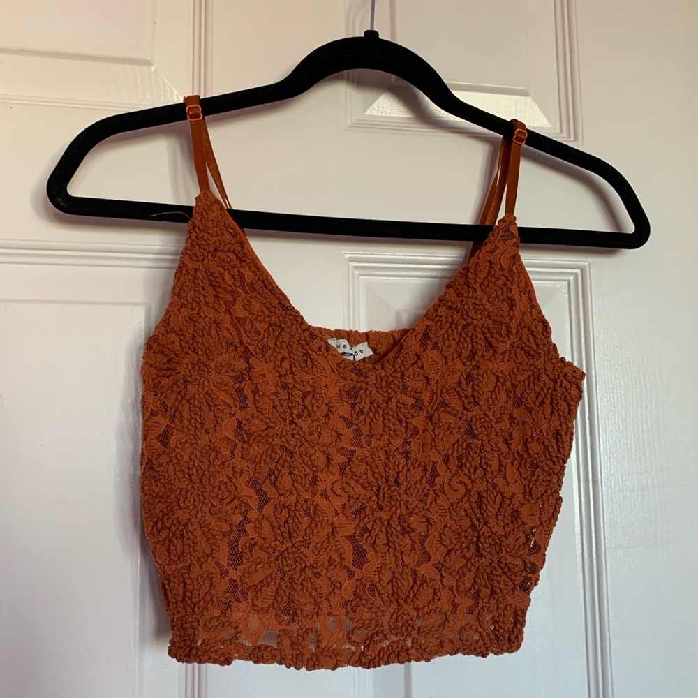 Floral Lace Burnt Orange Crop Top